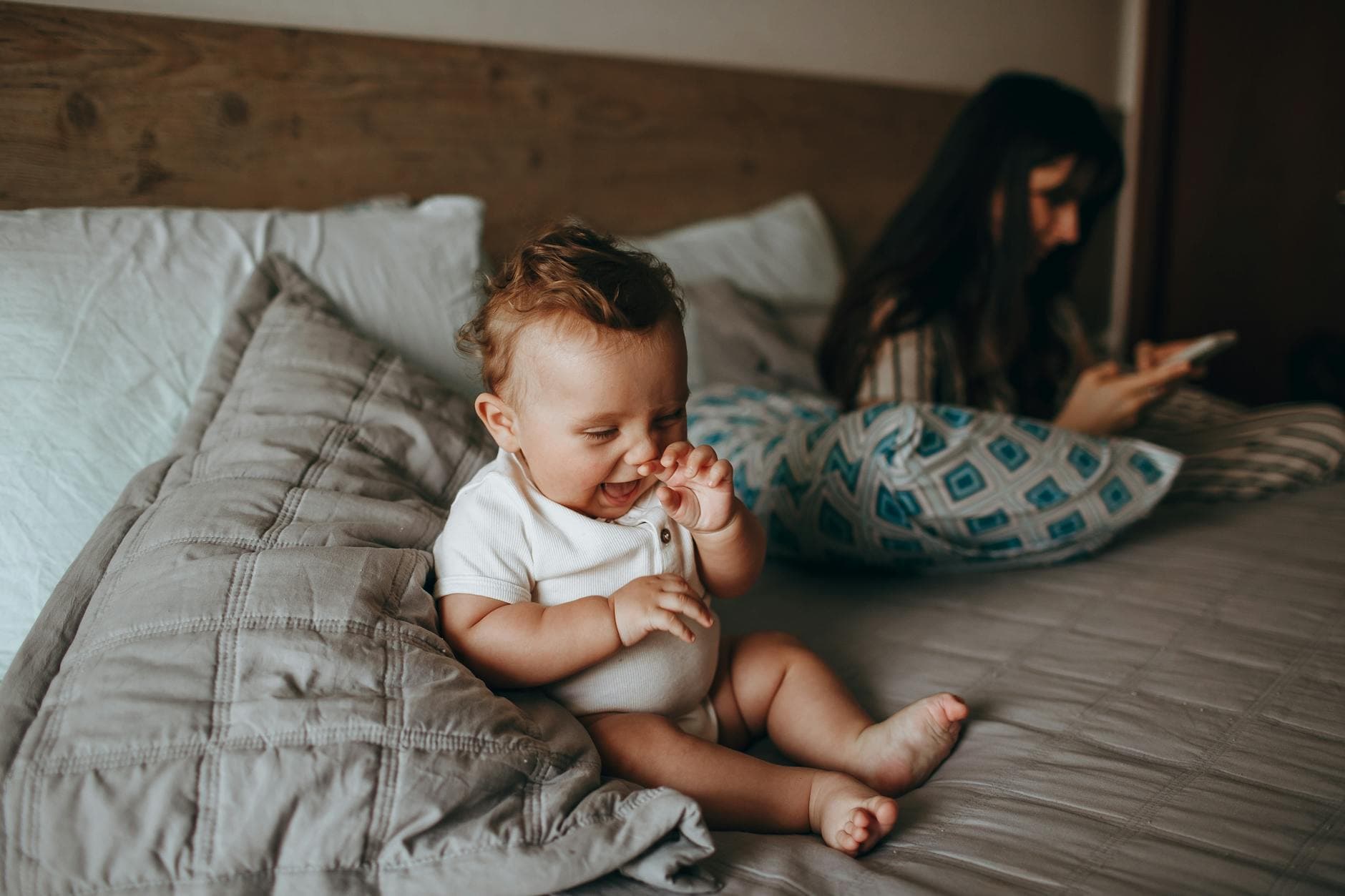 Happy family sleeping well